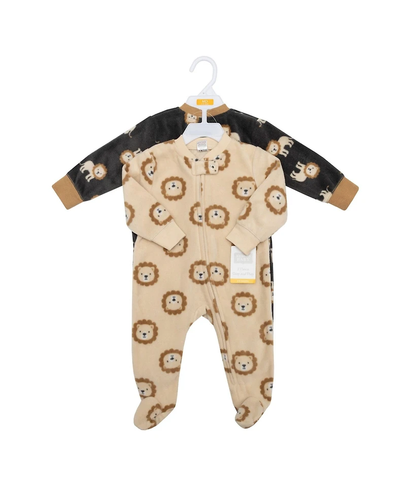 Hudson Baby Boys Fleece Sleep and Play, Brave Lion, 0-3 Months