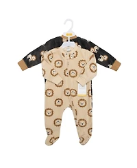 Hudson Baby Boys Fleece Sleep and Play, Brave Lion, 0-3 Months
