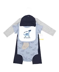 Hudson Baby Boys Cotton Layette Set, Cool Skateboard Dino, 9-12 Months