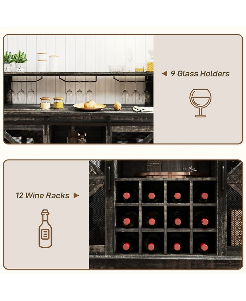 Homcom Bar Cabinet with Lights Wine Bar Cabinet Distressed