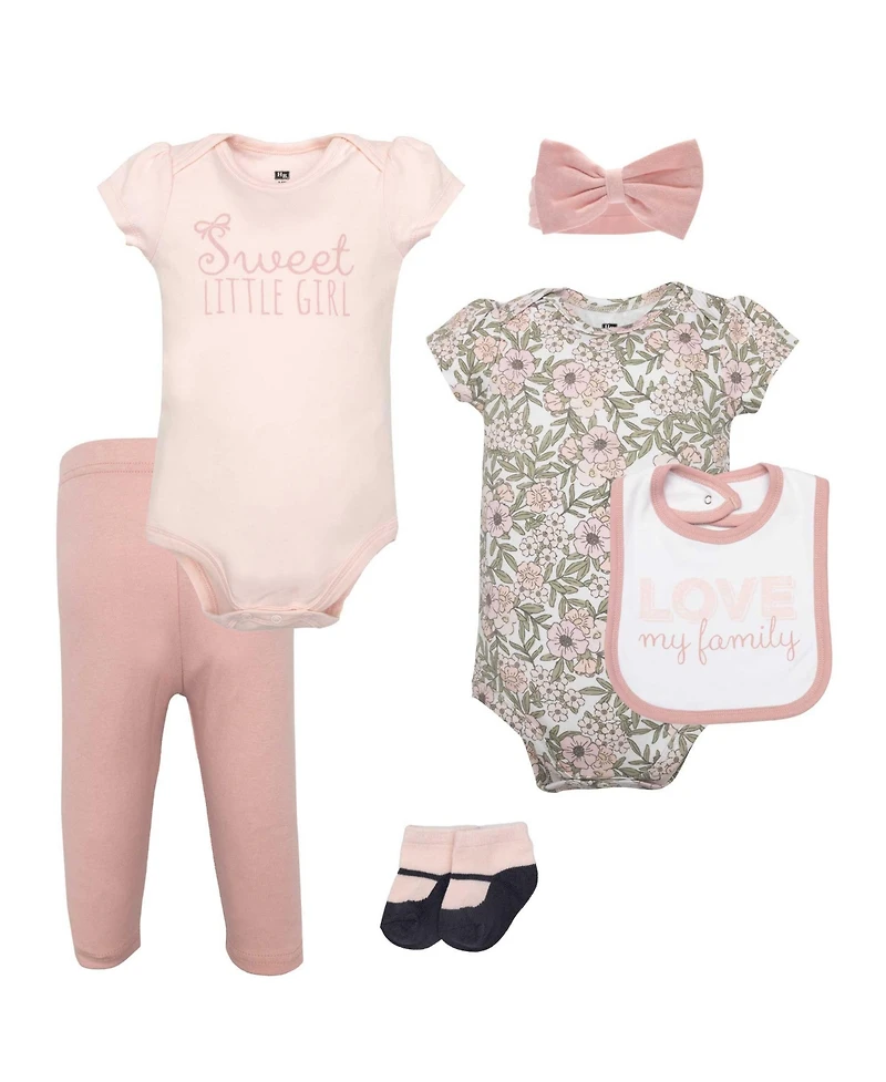 Hudson Baby Girls Cotton Layette Set, Love My Family , 9-12 Months