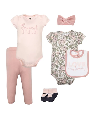 Hudson Baby Girls Cotton Layette Set, Love My Family , 9-12 Months