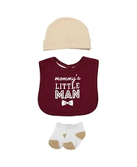 Hudson Baby Boys Cotton Layette Set, Burgundy Tan Suspenders, 9-12 Months