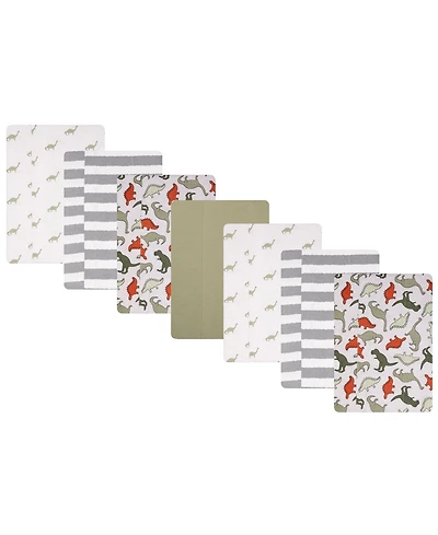 Hudson Baby Cotton Flannel Burp Cloths 7-Pack, Multi Color Dino , One Size