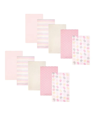 Hudson Baby Infant Girls Cotton Flannel Burp Cloths, Multi Color Girls Elephant, One Size
