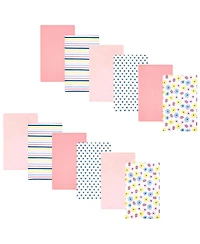 Hudson Baby Infant Girls Cotton Flannel Burp Cloths 12-Pack Bundle, Flowers And Strawberries, One Size