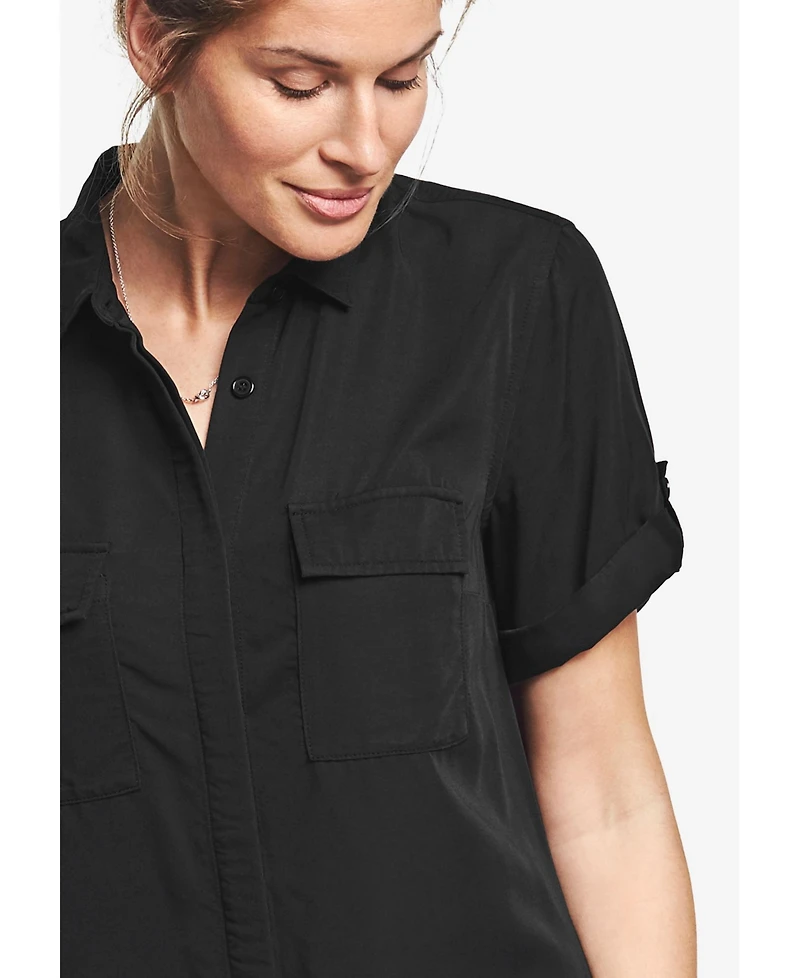 ellos Women's Button Front Linen Shirtdress