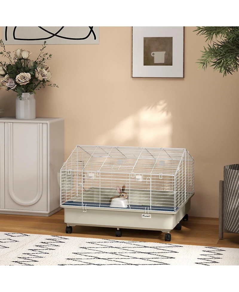 PawHut Rolling Small Animal Cage for Rabbits, Hedgehogs, Guinea Pigs,