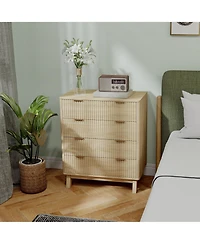 Homcom 4 Drawer Dresser for Bedroom, Fluted Chest of Drawers