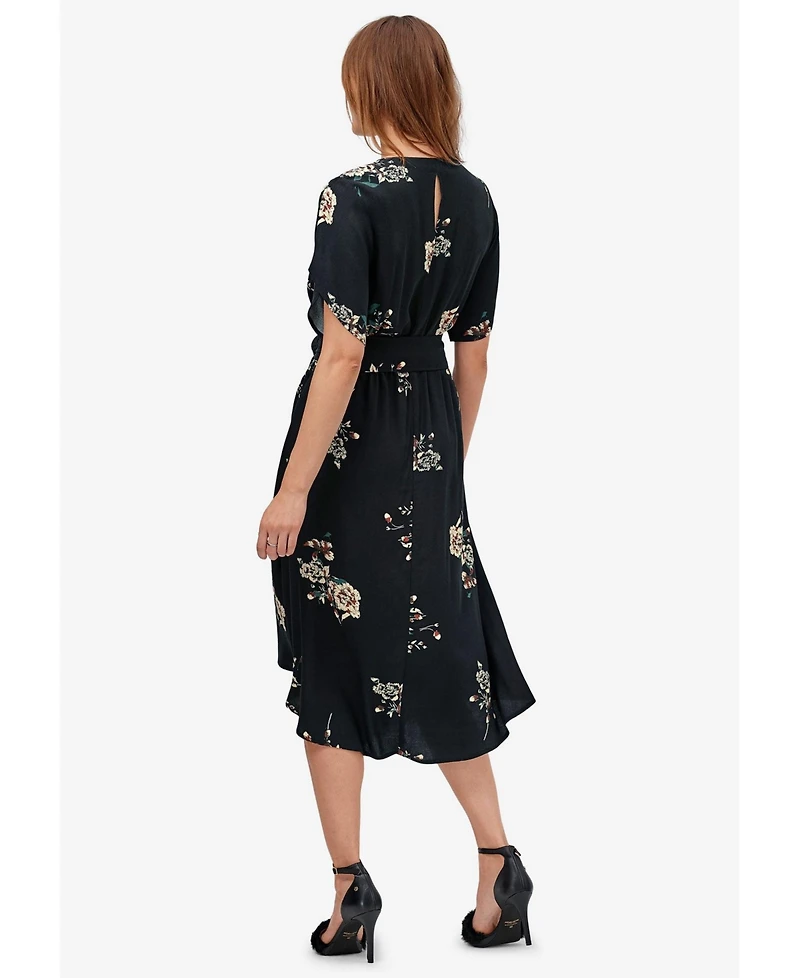 ellos Women's Keyhole-Back Button-Front Shirtdress