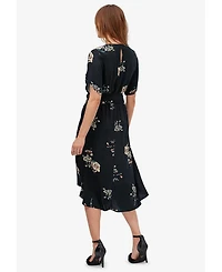ellos Women's Keyhole-Back Button-Front Shirtdress