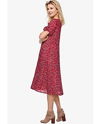 ellos Women's Plus Tie-Sleeve Dress