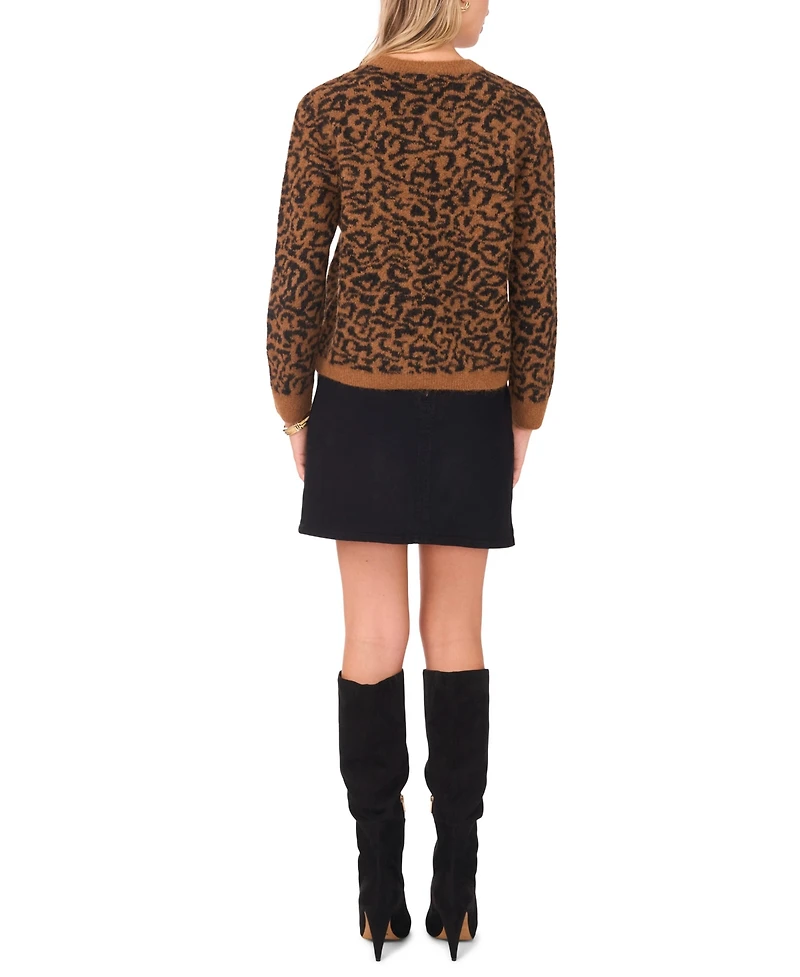 Vince Camuto Women's Leopard Print Long Sleeve Sweater