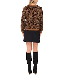 Vince Camuto Women's Leopard Print Long Sleeve Sweater