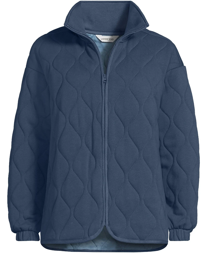 Lands' End Women's RainDefense Serious Sweats Quilted Full Zip Jacket