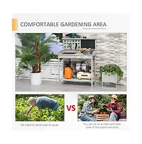 Garden Potting Table with Open Shelves for Easy Access