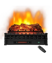 Sugift 26 Inches Infrared Quartz Electric Fireplace with Realistic Pinewood Ember Bed