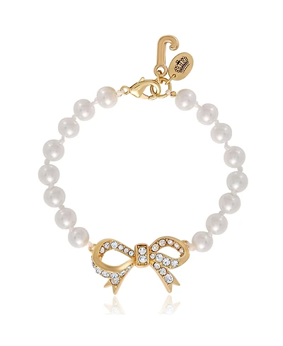 Juicy Couture Pearl Bracelet with Pave Bow