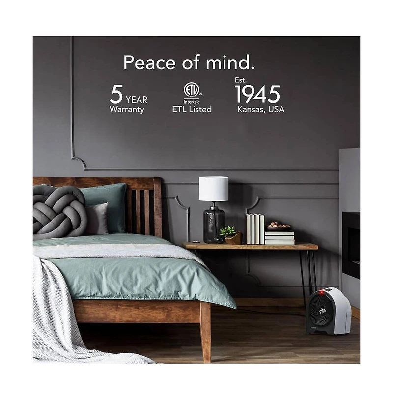 Velocity 5R Plus Whole Room Space Heater with Advanced Safety Features - White and Black