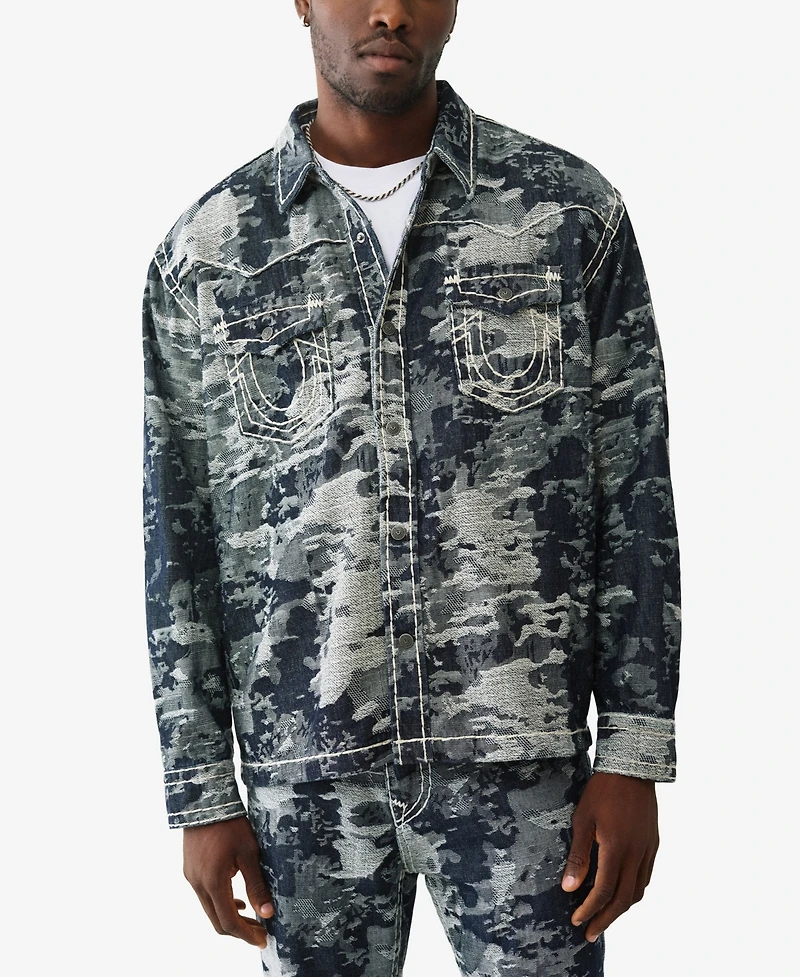 True Religion Men's Long-Sleeve Jacquard Western Super-t Shirt