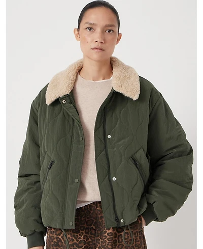 Hush Women's Teddy Collar Quilted Bomber Jackets