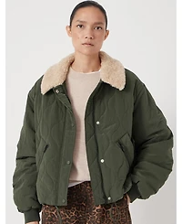 Hush Women's Teddy Collar Quilted Bomber Jackets