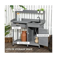 Garden Work Bench with Open Shelves for Tools and Plants