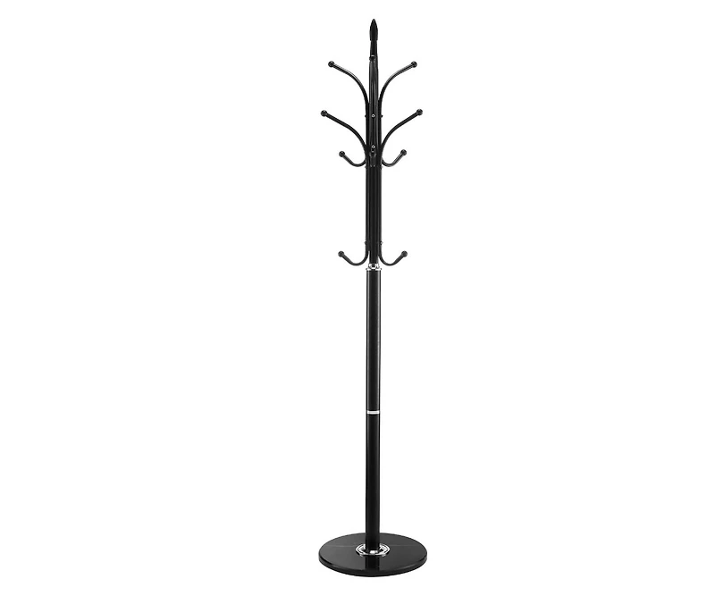 Slickblue Freestanding Coat Rack with Marble Base and 6 Hooks for Coats and Hats