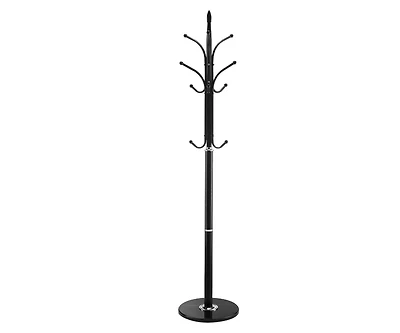 Slickblue Freestanding Coat Rack with Marble Base and 6 Hooks for Coats and Hats