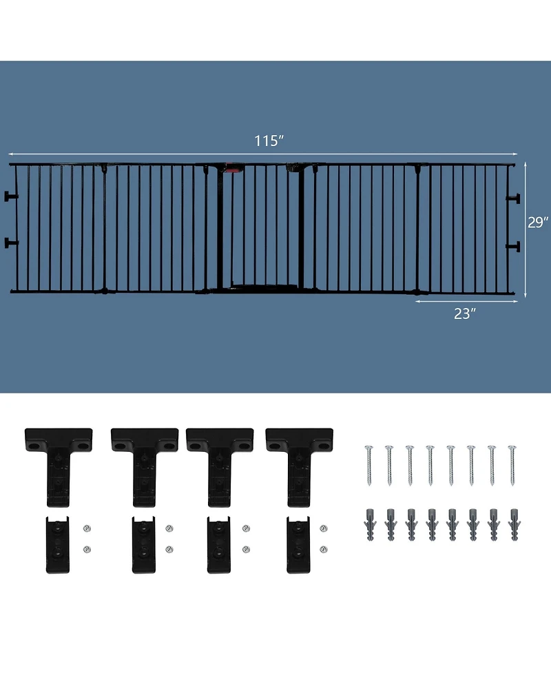 Sugift 115 Inch Length 5 Panel Adjustable Wide Fireplace Fence
