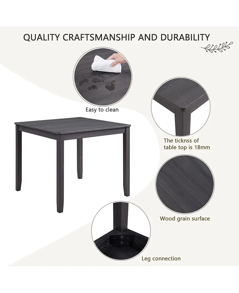 Maison Boucle 5-Piece Dining Table Set for 4, Small Kitchen Table and Chairs Set, Modern Wooden Dining Set for Apartment or Breakfast Nook-Maison Bouc