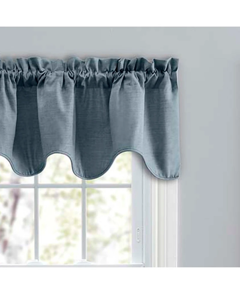 Ellis Curtain Lisa Solid Lined Scallop Valance 58" x 15" Dusty Blue