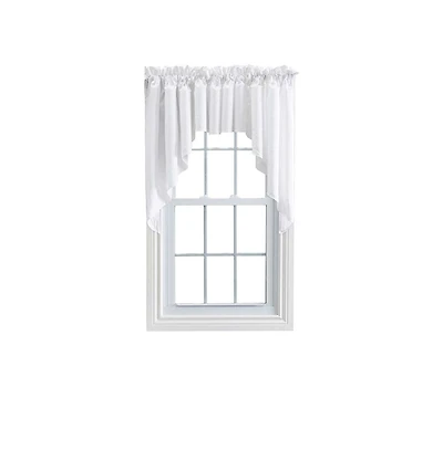 Ellis Curtain Stacey 3" Rod Pocket High Quality Fabric Solid Color Window Lined Swag Set 126"x36" White