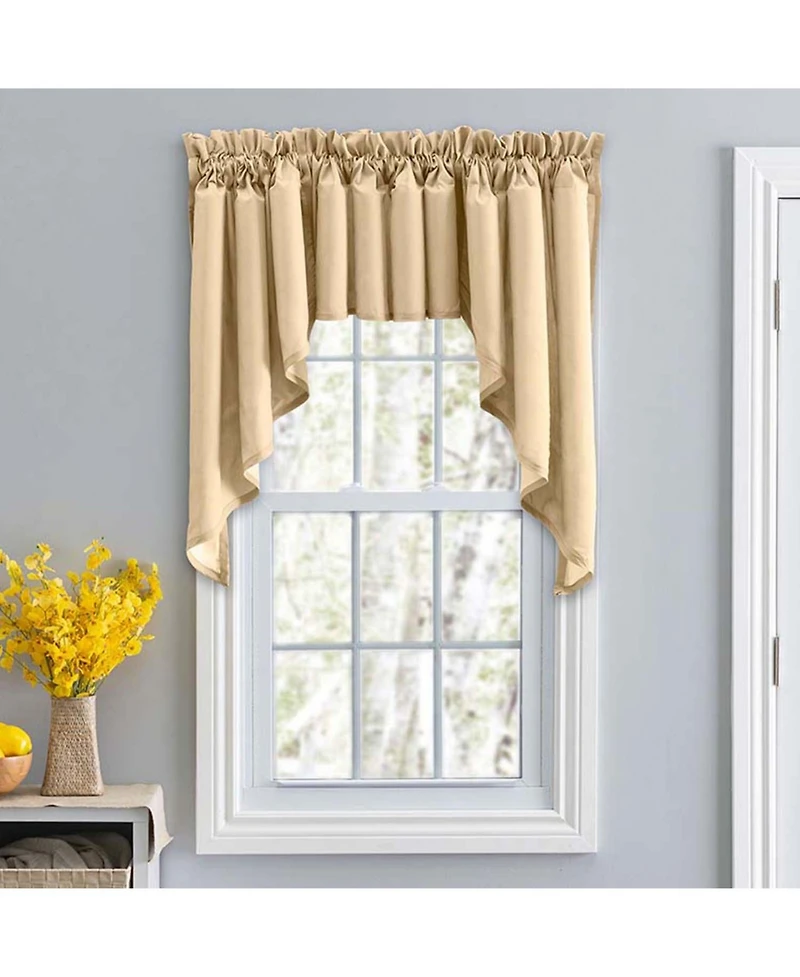 Ellis Stacey Solid Color Window 3" Rod Pocket High Quality Fabric Lined Swag Set 126"x63" Almond