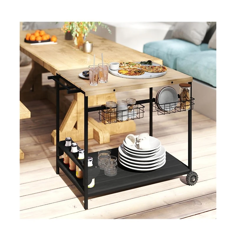 Slickblue Outdoor Bar and Serving Cart for Entertaining Guests on Patio or Deck