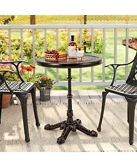 Costway 32" Patio Dining Table with 1.6" Umbrella Hole & Lid Dpc Tabletop for Backyard
