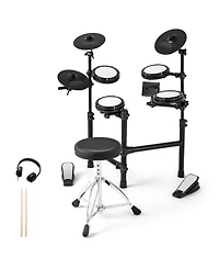 Sugift Electric Drum Set Foldable Drum Kit with 10 Demos Usb Midi and 2 Drumsticks