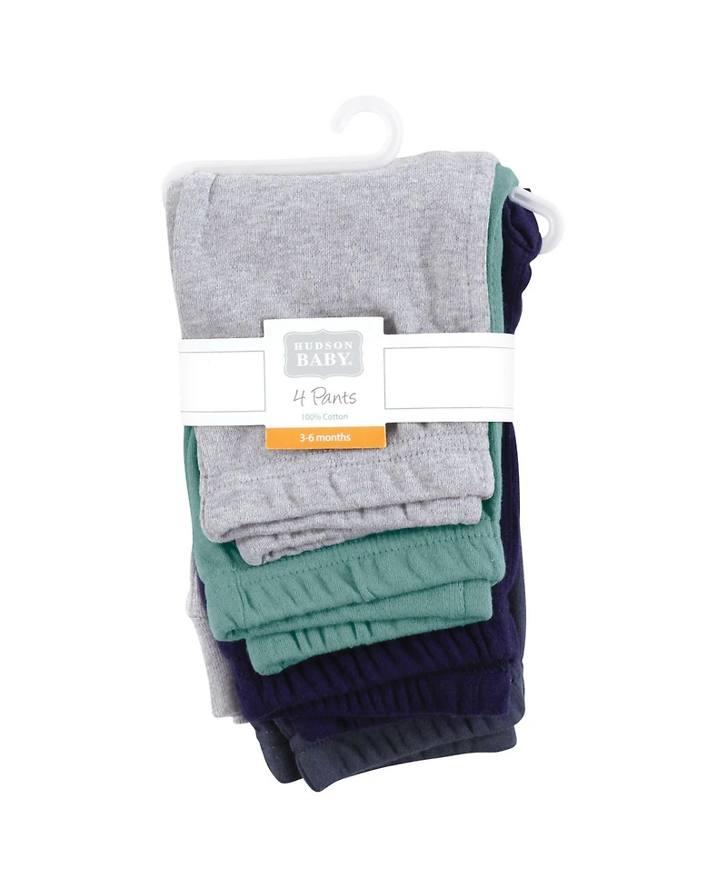 Hudson Baby Toddler Boys Cotton Pants and Leggings, Charcoal Teal Blue