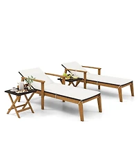 Costway 2 Pcs Outdoor Chaise Lounge Chair Set with Armrests & 4-Level Backrest for Poolside