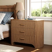 Tribesigns Large Wide Nightstand with 3 Drawers, Mid Century Modern Oversized Bedside Table