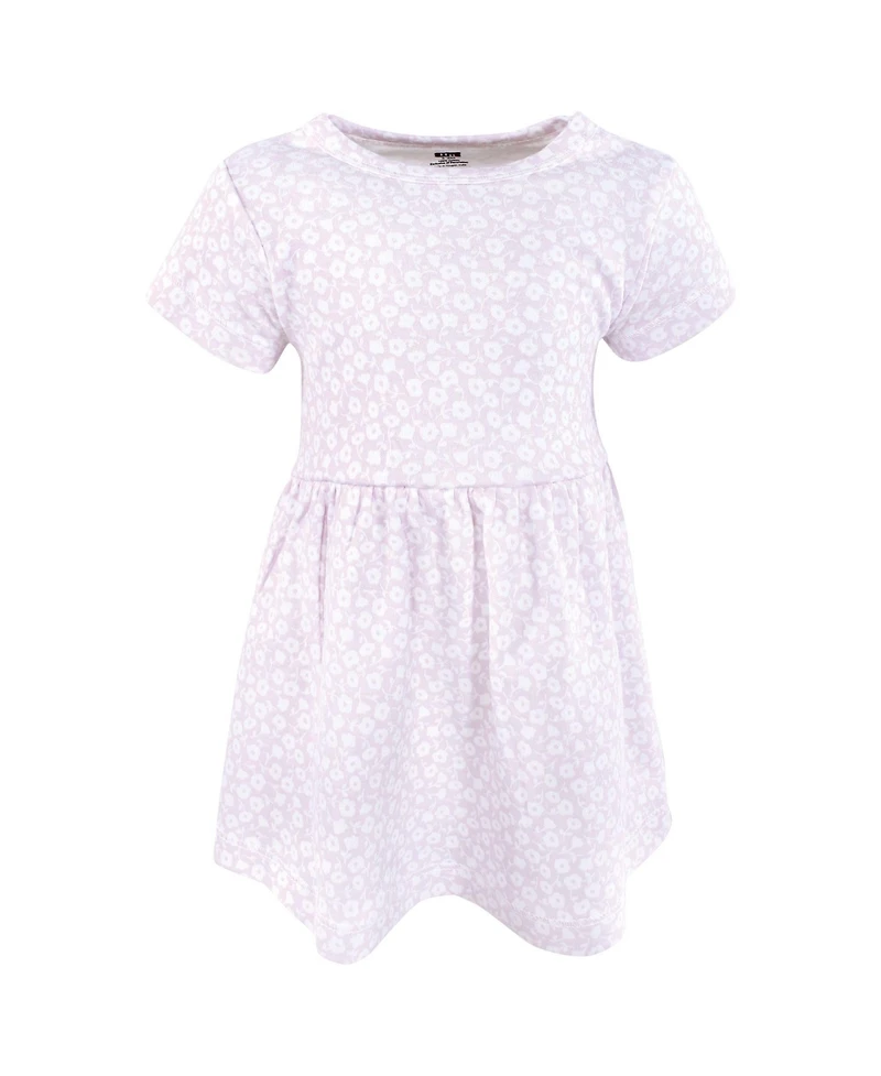 Hudson Baby Toddler Girls Cotton Dresses, Purple Butterfly Floral