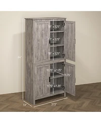 Homcom 64" Freesding Kitchen Pantry Food Storage Cabinet w/ Shelves,