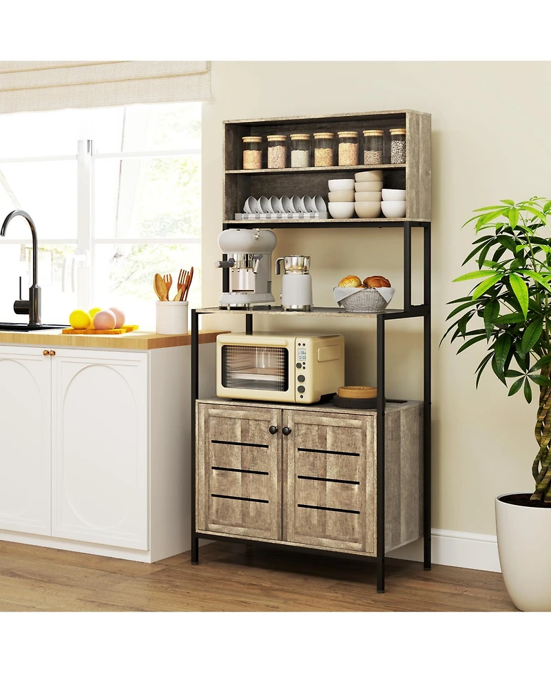 Homcom Baker's Rack, Bar Cabinet with Power Outlet,