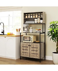 Homcom Baker's Rack, Bar Cabinet with Power Outlet,