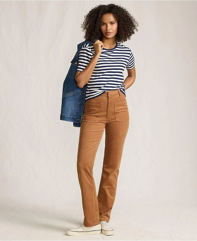 Lands' End Petite Corduroy High Rise Rail Straight Leg Pants