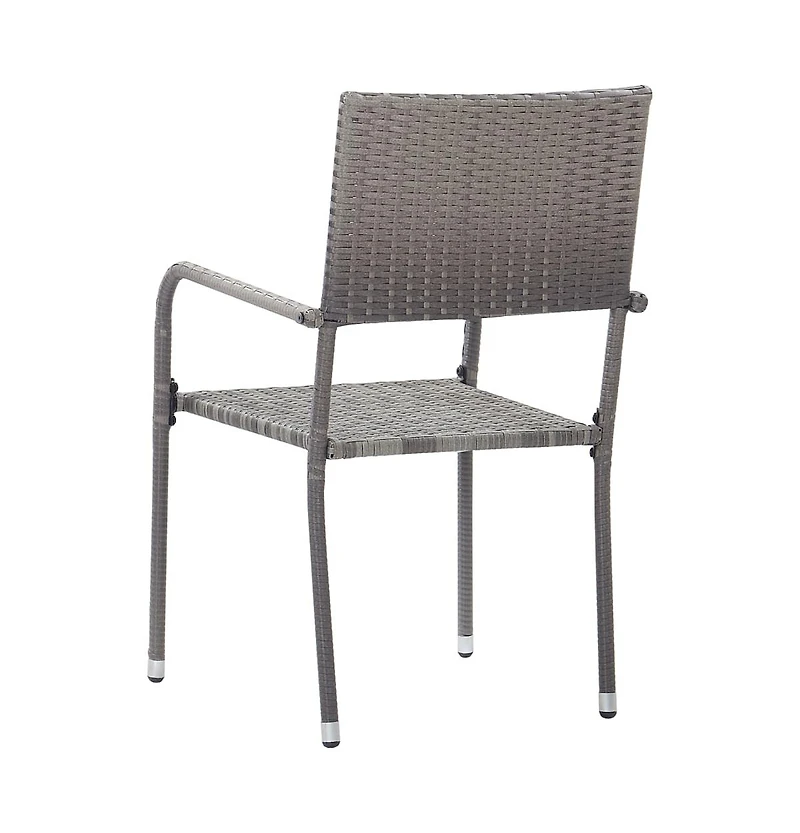 vidaXL Garden Dining Chair Set of 4 Grey Pe rattan, Steel
