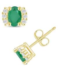 Macy's Emerald (1 ct. t.w.) & Diamond (1/6 Bracket Stud Earrings 10k Gold (Also Ruby, Sapphire, Tanzanite)