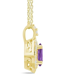 Macy's Gemstone and Diamond Halo Pendant Necklace (1/5 ct. t.w.) 10k White Gold (also Yellow Gold)