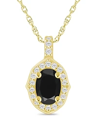 Macy's Gemstone and Diamond Halo Pendant Necklace (1/5 ct. t.w.) 10k White Gold (also Yellow Gold)