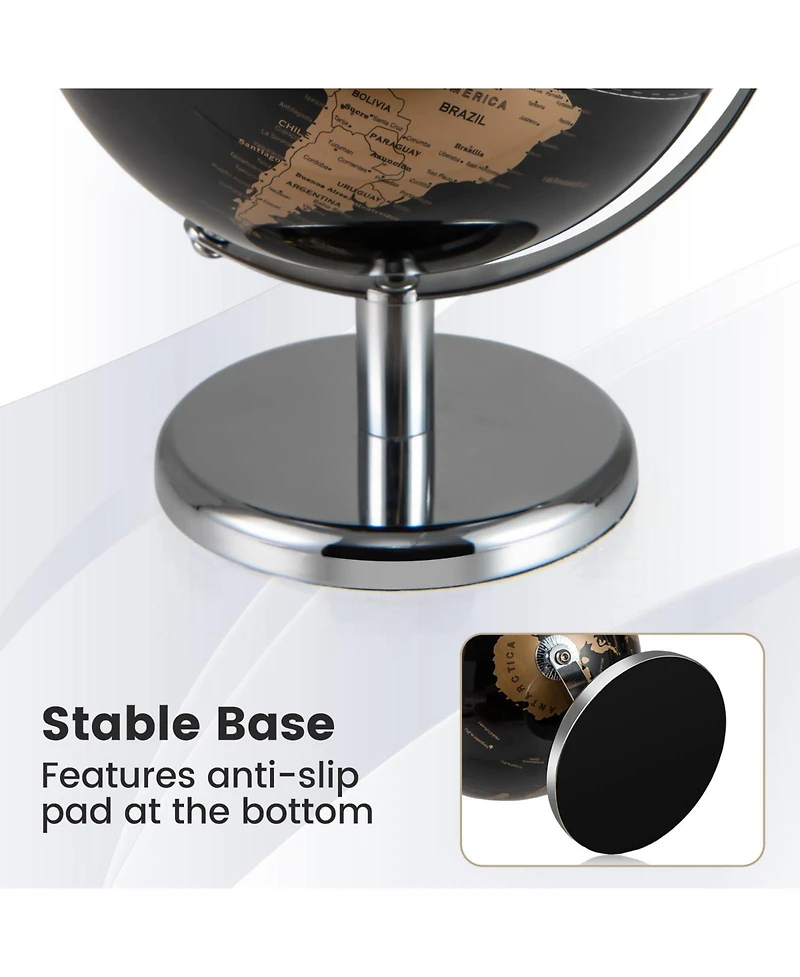 Mecale 8" World Globe Modern Decorative Tabletop Earth Globe